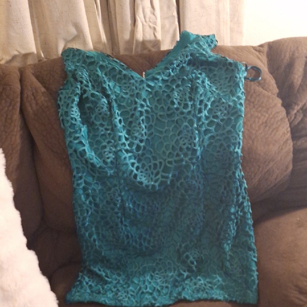 Lauren Ralph Lauren Teal Lace Mini Dress